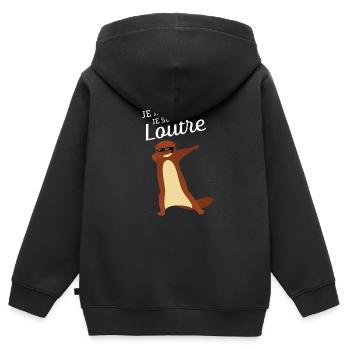 Je M'en Fous - Dabbing Loutre - Dab Dance - Sweat Premium à capuche zippé enfant bio - noir - Dos - AI Model Kid Male (0cm)