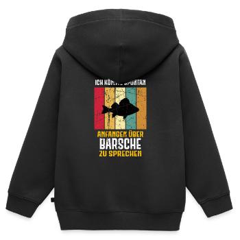 Barsch Angeln Fisch Angler Barsch angeln - Kinder Premium Organic Zip Hoodie - Schwarz - Hinten - AI Model Kid Male (0cm)