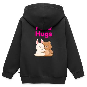 Free Hugs - Kinder Premium Organic Zip Hoodie - Schwarz - Hinten - AI Model Kid Male (0cm)
