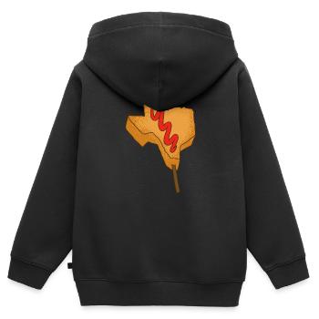 Conception de carte Corndog pour les amoureux du Texas - Sweat Premium à capuche zippé enfant bio - noir - Dos - AI Model Kid Male (0cm)