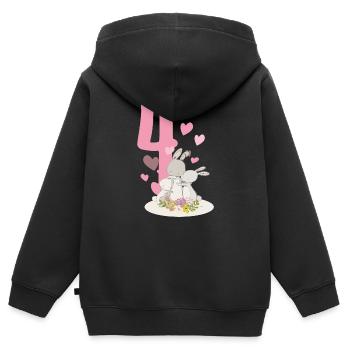 Geburtstag Zahl 4 Hasenfamilie - Kinder Premium Organic Zip Hoodie - Schwarz - Hinten - AI Model Kid Male (0cm)