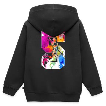 5. GEBURTSTAG BASKETBALL NUMMER 5 - Kinder Premium Organic Zip Hoodie - Schwarz - Hinten - AI Model Kid Male (0cm)