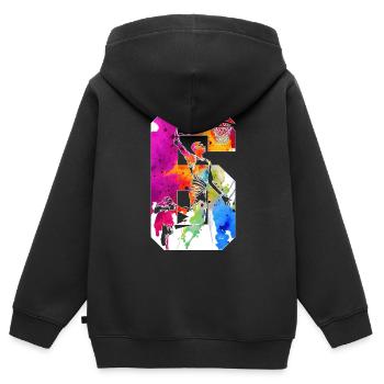 6. GEBURTSTAG BASKETBALL NUMMER 6 - Kinder Premium Organic Zip Hoodie - Schwarz - Hinten - AI Model Kid Male (0cm)