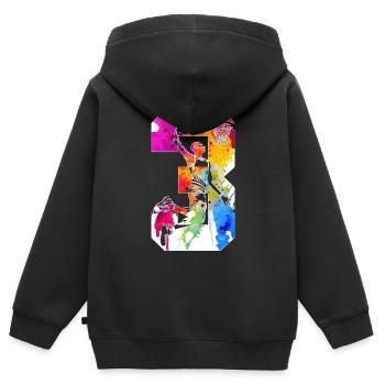 3. GEBURTSTAG BASKETBALL NUMMER 3 - Kinder Premium Organic Zip Hoodie - Schwarz - Hinten - AI Model Kid Male (0cm)