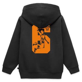 NUMMER 6 BASKETBALL 6. GEBURTSTAG - Kinder Premium Organic Zip Hoodie - Schwarz - Hinten - AI Model Kid Male (0cm)