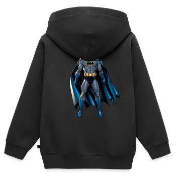 Batman Superhelden Pose Umhang - Kinder Premium Organic Zip Hoodie - Schwarz - Hinten - AI Model Kid Male (0cm)