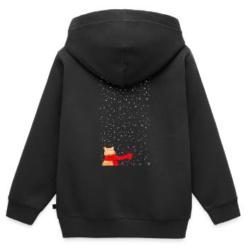 Schneekatze getigert (lang) - Kinder Premium Organic Zip Hoodie - Schwarz - Hinten - AI Model Kid Male (0cm)
