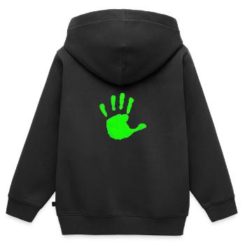 Grüner Handabdruck - Kinder Premium Organic Zip Hoodie - Schwarz - Hinten - AI Model Kid Male (0cm)