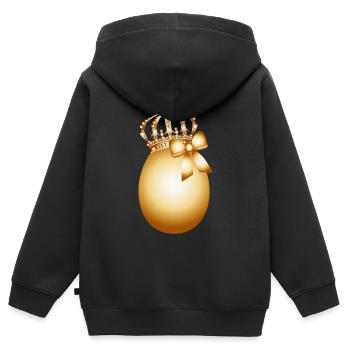 goldenes Ei mit goldener Krone und Gold Schleife - Kinder Premium Organic Zip Hoodie - Schwarz - Hinten - AI Model Kid Male (0cm)