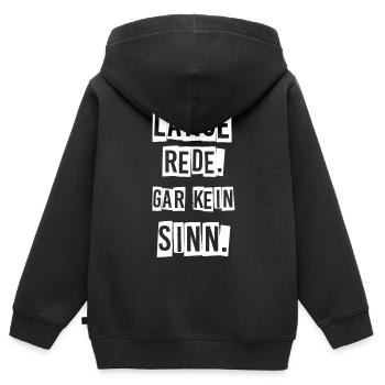 Lange rede. - Kinder Premium Organic Zip Hoodie - Schwarz - Hinten - AI Model Kid Male (0cm)