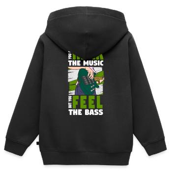 Bassist E-Bass Musik - Kinder Premium Organic Zip Hoodie - Schwarz - Hinten - AI Model Kid Male (0cm)
