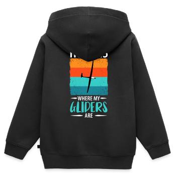 Planeurs Planeurs Planeurs Voler - Sweat Premium à capuche zippé enfant bio - noir - Dos - AI Model Kid Male (0cm)