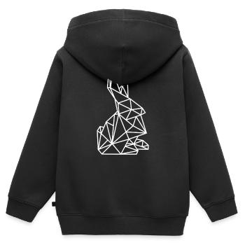 Hase Geometrie Linien - Kinder Premium Organic Zip Hoodie - Schwarz - Hinten - AI Model Kid Male (0cm)