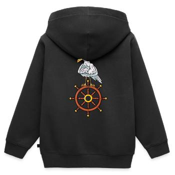 Seeräuber Pirat Freibeuter Möwe Steuerrad Kinder - Kinder Premium Organic Zip Hoodie - Schwarz - Hinten - AI Model Kid Male (0cm)