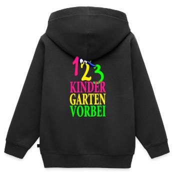 123 Kindergarten vorbei Zauberspruch Comic - Kinder Premium Organic Zip Hoodie - Schwarz - Hinten - AI Model Kid Male (0cm)