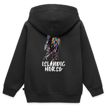 Cool Islandpferde Hengst Pferdefan Spruch - Kinder Premium Organic Zip Hoodie - Schwarz - Hinten - AI Model Kid Male (0cm)