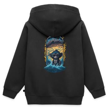 Affe - Kinder Premium Organic Zip Hoodie - Schwarz - Hinten - AI Model Kid Male (0cm)