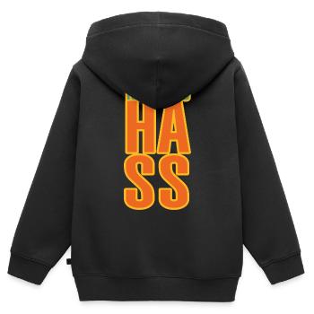 Gegen Hass - Kinder Premium Organic Zip Hoodie - Schwarz - Hinten - AI Model Kid Male (0cm)