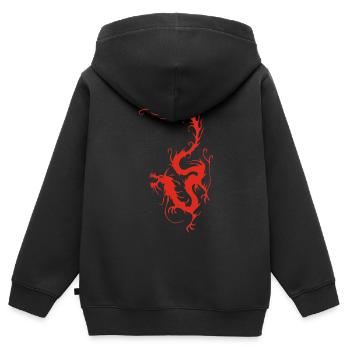 Dragon de fumée rouge - Sweat Premium à capuche zippé enfant bio - noir - Dos - AI Model Kid Male (0cm)
