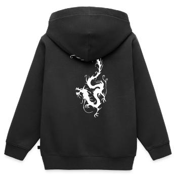 Weißer Rauch Drache - Kinder Premium Organic Zip Hoodie - Schwarz - Hinten - AI Model Kid Male (0cm)