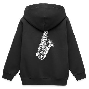 Saxophon Skizze - Kinder Premium Organic Zip Hoodie - Schwarz - Hinten - AI Model Kid Male (0cm)