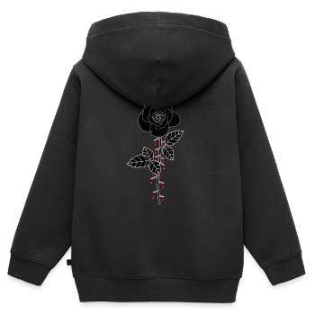 Blutige Rose - Kinder Premium Organic Zip Hoodie - Schwarz - Hinten - AI Model Kid Male (0cm)