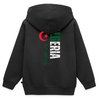 Hergestellt in Algerien, vertikales Design - Kinder Premium Organic Zip Hoodie - Schwarz - Hinten - AI Model Kid Male (0cm)