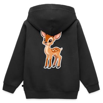 chevreuil - Sweat Premium à capuche zippé enfant bio - noir - Dos - AI Model Kid Male (0cm)