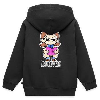 Je suis plutôt réservé et introverti - Sweat Premium à capuche zippé enfant bio - noir - Dos - AI Model Kid Male (0cm)