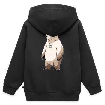 Polarbär Cartoon Halskette - Kinder Premium Organic Zip Hoodie - Schwarz - Hinten - AI Model Kid Male (0cm)