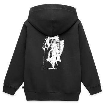 Silhouette du Chevalier en Armure - Sweat Premium à capuche zippé enfant bio - noir - Dos - AI Model Kid Male (0cm)