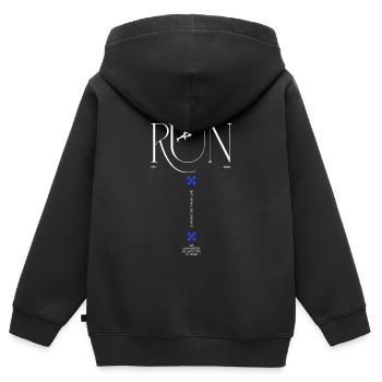 RUN Neon Runner Glyphs - Sweat Premium à capuche zippé enfant bio - noir - Dos - AI Model Kid Male (0cm)