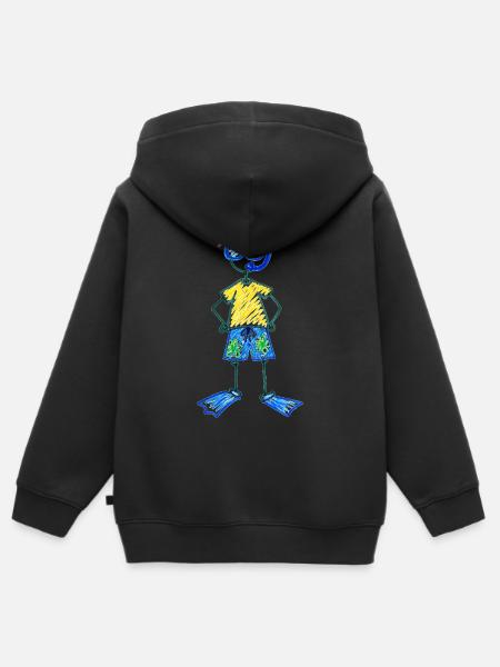 Sunny Snorkel Kid Strandkleidung - Kinder Premium Organic Zip Hoodie - Schwarz