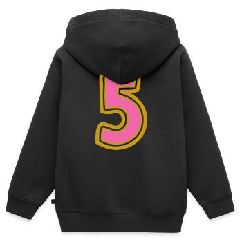 5. 5 JAHRE. 5-JÄHRIGES JUBILÄUM. 5-JÄHRIGES JUBILÄUM - Kinder Premium Organic Zip Hoodie - Schwarz - Hinten - AI Model Kid Male (0cm)