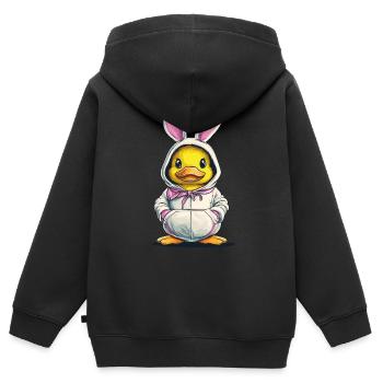 Canetons en costume de lapin - Sweat Premium à capuche zippé enfant bio - noir - Dos - AI Model Kid Male (0cm)