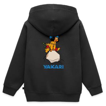 Yakari springt über Stein - Kinder Premium Organic Zip Hoodie - Schwarz - Hinten - AI Model Kid Male (0cm)