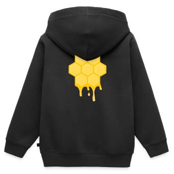 Honig Waben - Kinder Premium Organic Zip Hoodie - Schwarz - Hinten - AI Model Kid Male (0cm)