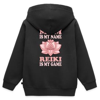 Reiki Praktizierende / Reiki Master / Reiki Mom - Kinder Premium Organic Zip Hoodie - Schwarz - Hinten - AI Model Kid Male (0cm)
