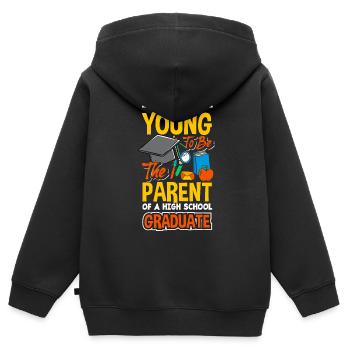 Trop jeune pour être parent d’une école secondaire - Sweat Premium à capuche zippé enfant bio - noir - Dos - AI Model Kid Male (0cm)