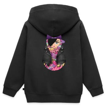 Matroschka Nova - Kinder Premium Organic Zip Hoodie - Schwarz - Hinten - AI Model Kid Male (0cm)