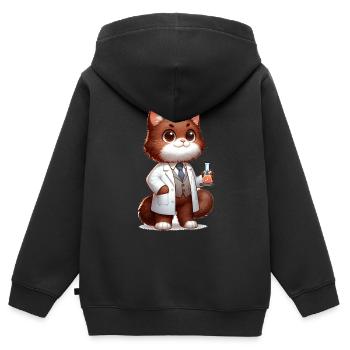Cute Cat Scientist - Kinder Premium Organic Zip Hoodie - Schwarz - Hinten - AI Model Kid Male (0cm)