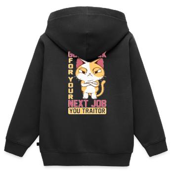 Good Luck For Your Next Job You Traitor - Kinder Premium Organic Zip Hoodie - Schwarz - Hinten - AI Model Kid Male (0cm)