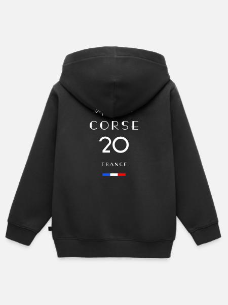 Life is better in CORSE Number 20 Corsica France - Sweat Premium à capuche zippé enfant bio - noir