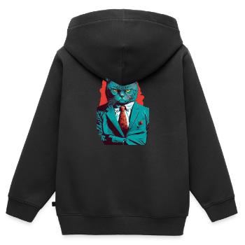 Serious boss cat in a suit - Kinder Premium Organic Zip Hoodie - Schwarz - Hinten - AI Model Kid Male (0cm)