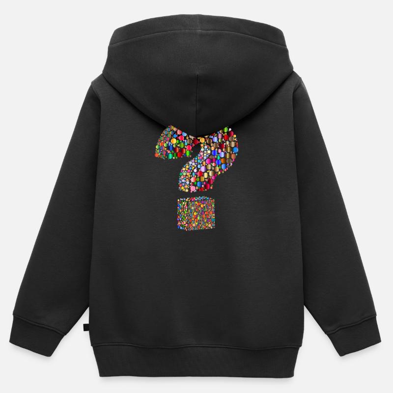 point d'interrogation arc-en-couleur - Sweat Premium à capuche zippé enfant bio - noir