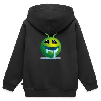 monstre vert - Sweat Premium à capuche zippé enfant bio - noir - Dos - AI Model Kid Male (0cm)