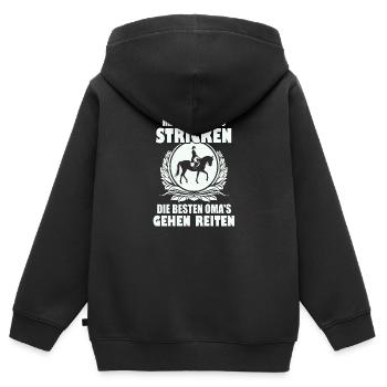 Oma reiten - Kinder Premium Organic Zip Hoodie - Schwarz - Hinten - AI Model Kid Male (0cm)