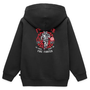 Fire Fighter Feuerwehr Feuerwehrmann Weihnachten - Kinder Premium Organic Zip Hoodie - Schwarz - Hinten - AI Model Kid Male (0cm)
