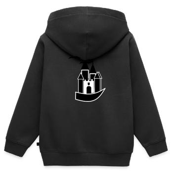 château - Sweat Premium à capuche zippé enfant bio - noir - Dos - AI Model Kid Male (0cm)