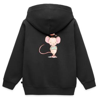 Maus mit Vogel - Kinder Premium Organic Zip Hoodie - Schwarz - Hinten - AI Model Kid Male (0cm)